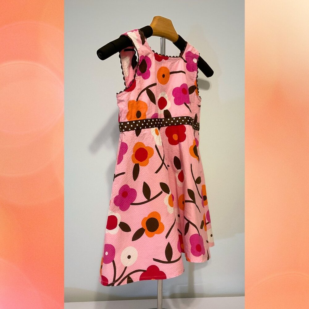 Chez Ami Girls Pink Floral Sundress Size 6X – Sleeveless Cotton Dress